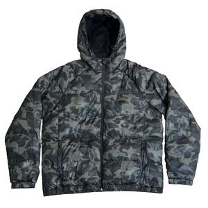 Banana Republic Jacket Men's Size XL Camo Green Brown Hooded Puffer Down Coat